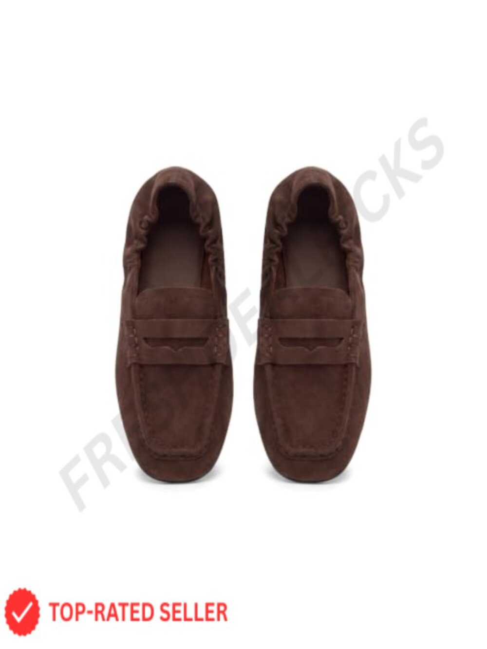 Square Toe Penny Loafers Faux Suede Slip On Flats